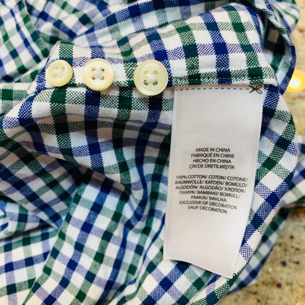 Ralph Lauren Plaid Button Down Shirt Mens Large Blue Green White Checkered Pony - Picture 12 of 15